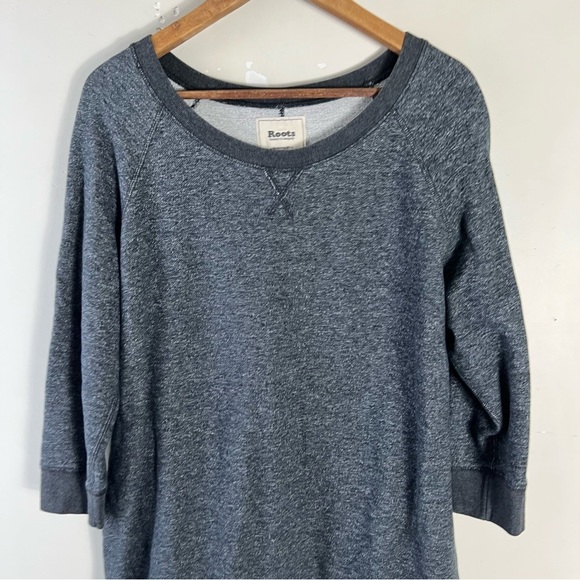 Roots Women’s Grey 100% Cotton Size XL Scoop Neck Sweater Dress 3/4 Sleeves - Picture 6 of 8